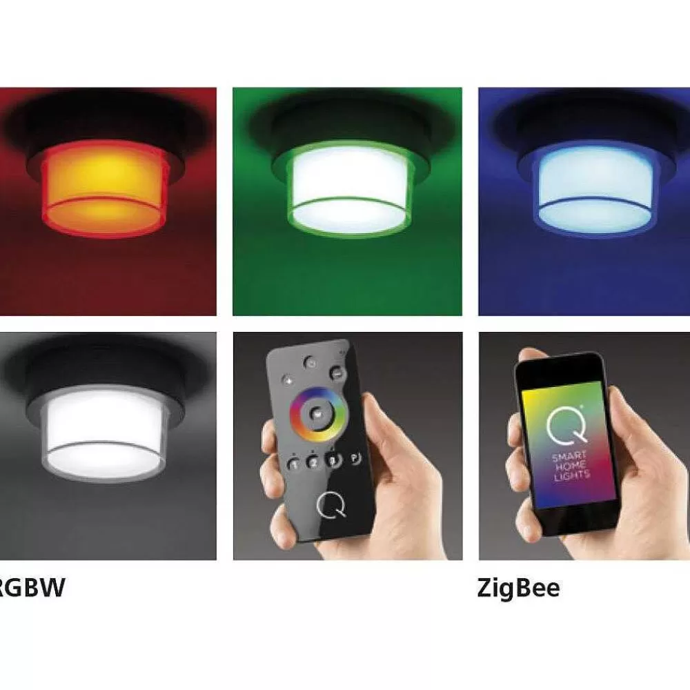 Paul Neuhaus Q-Serie Applique Murale / Plafonnier Paul Neuhaus Q-Erik Led Blanc, 1 Lumiere, Detecteur De Mouvement, Telecommandes, Changeur De Couleurs