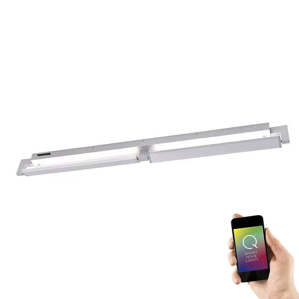 Paul Neuhaus Q-Serie Applique Murale / Plafonnier Paul Neuhaus Q-Matteo Led Aluminium, 2 Lumieres, Telecommandes