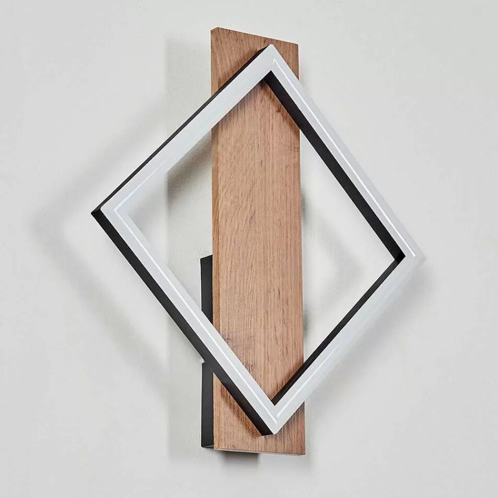 hofstein Applique Murale Cascade Led Brun, Couleur Bois, Noir, 1 Lumiere
