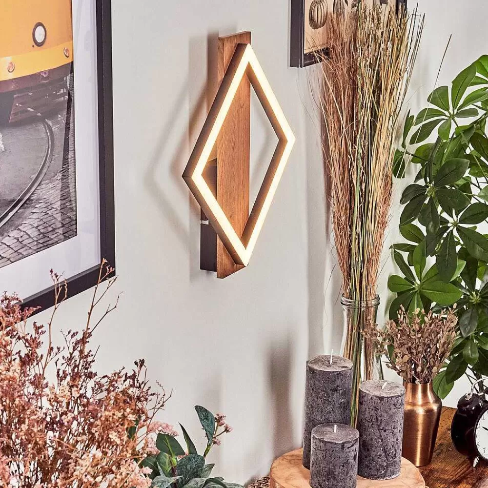 hofstein Applique Murale Cascade Led Brun, Couleur Bois, Noir, 1 Lumiere