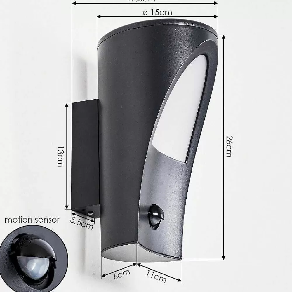 hofstein Applique Murale D'Exterieur Aria Anthracite, 1 Lumiere, Detecteur De Mouvement