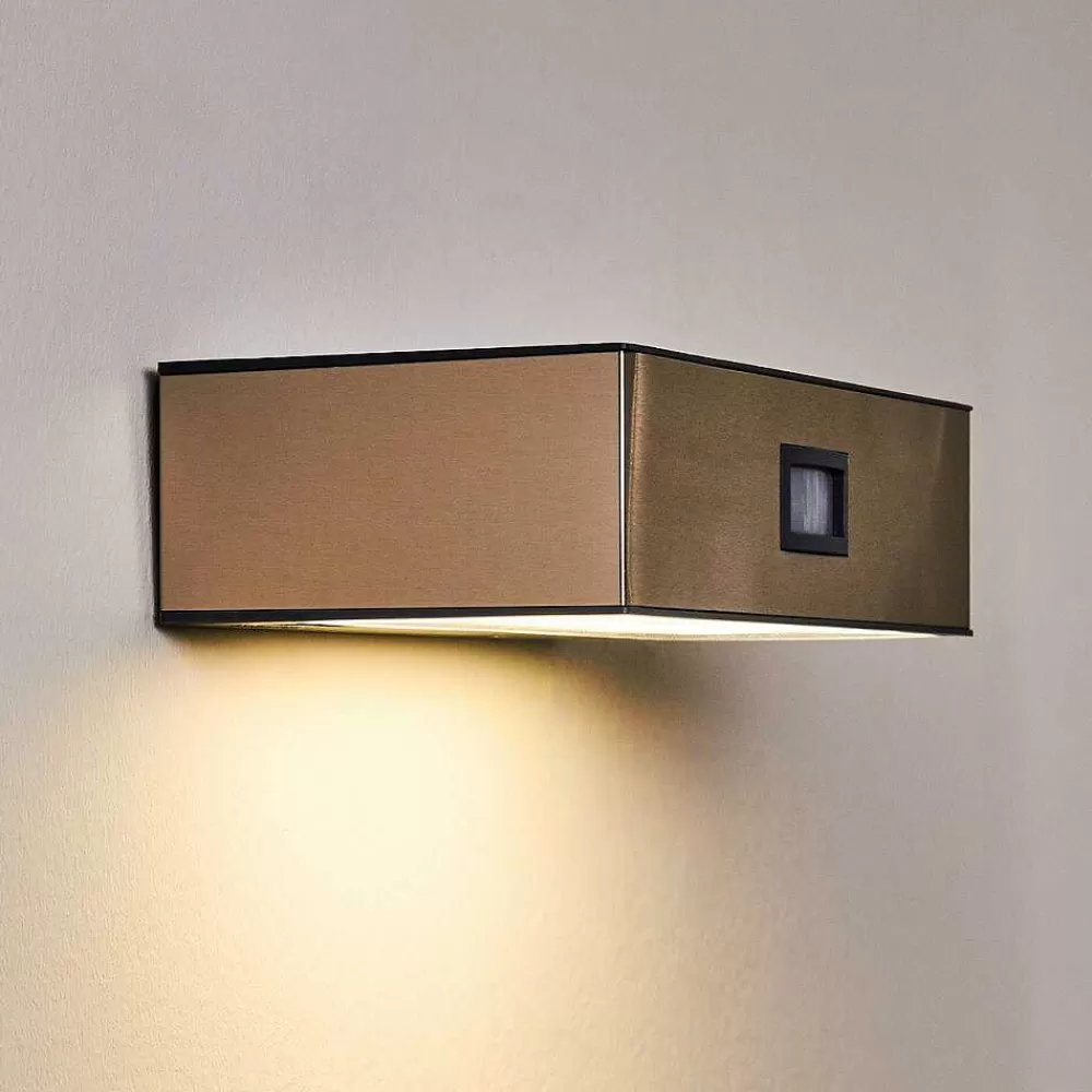 hofstein Applique Murale D'Exterieur Attu Led Nickel Mat, 1 Lumiere, Detecteur De Mouvement