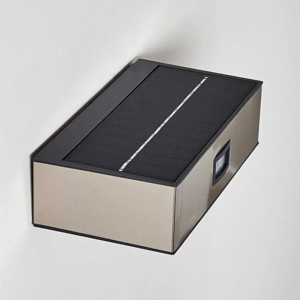 hofstein Applique Murale D'Exterieur Attu Led Nickel Mat, 1 Lumiere, Detecteur De Mouvement