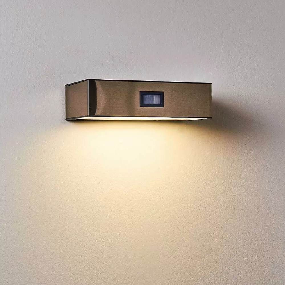 hofstein Applique Murale D'Exterieur Attu Led Nickel Mat, 1 Lumiere, Detecteur De Mouvement