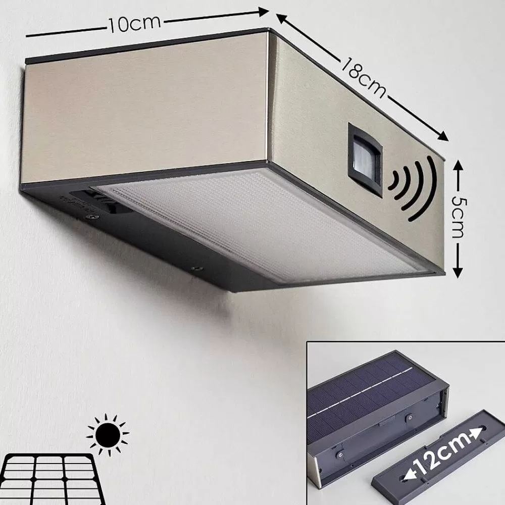 hofstein Applique Murale D'Exterieur Attu Led Nickel Mat, 1 Lumiere, Detecteur De Mouvement