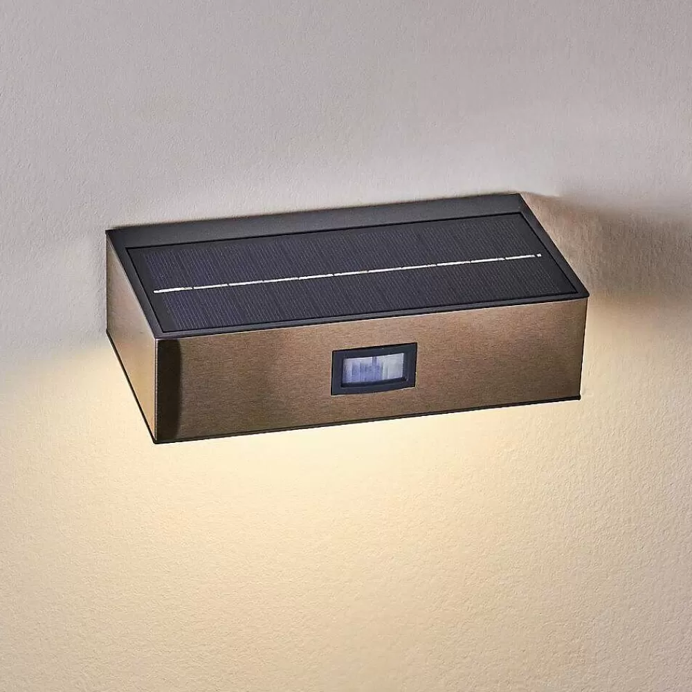 hofstein Applique Murale D'Exterieur Attu Led Nickel Mat, 1 Lumiere, Detecteur De Mouvement