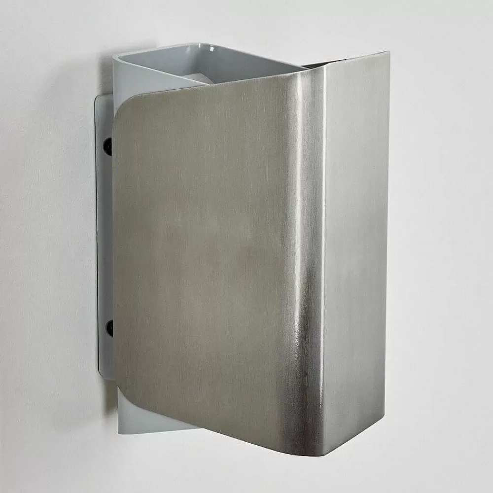 hofstein Applique Murale D'Exterieur Bafueiras Led Nickel Mat, Blanc, 1 Lumiere, Telecommandes, Changeur De Couleurs