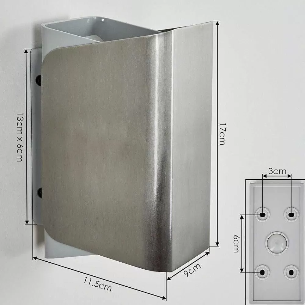 hofstein Applique Murale D'Exterieur Bafueiras Led Nickel Mat, Blanc, 1 Lumiere, Telecommandes, Changeur De Couleurs