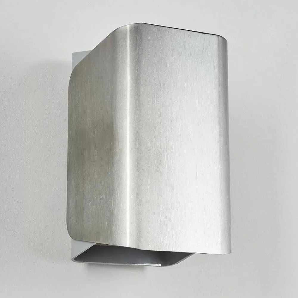 hofstein Applique Murale D'Exterieur Bafueiras Led Nickel Mat, Blanc, 1 Lumiere, Telecommandes, Changeur De Couleurs
