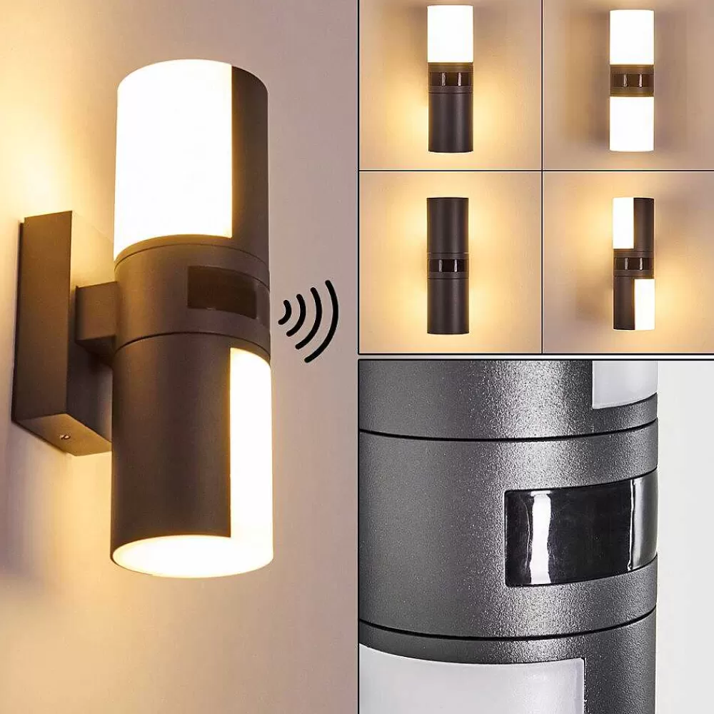 hofstein Applique Murale D'Exterieur Baulund Led Anthracite, 1 Lumiere, Detecteur De Mouvement
