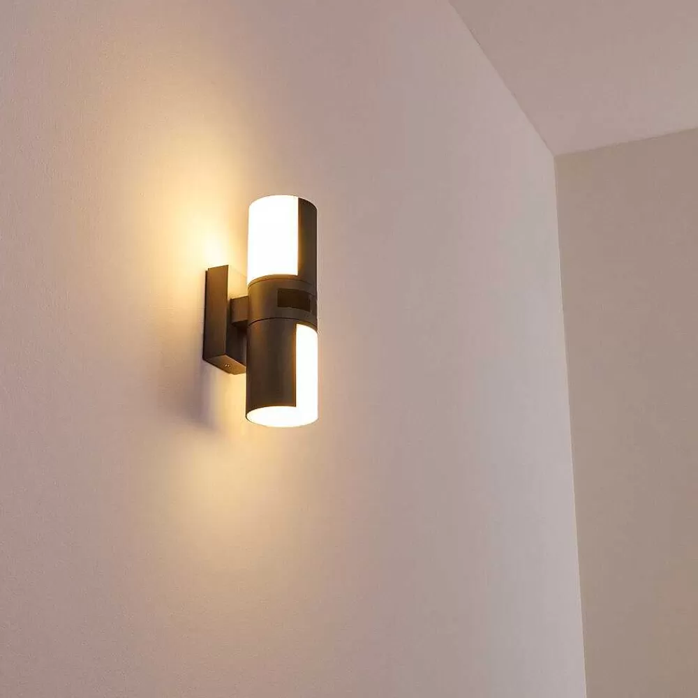 hofstein Applique Murale D'Exterieur Baulund Led Anthracite, 1 Lumiere, Detecteur De Mouvement