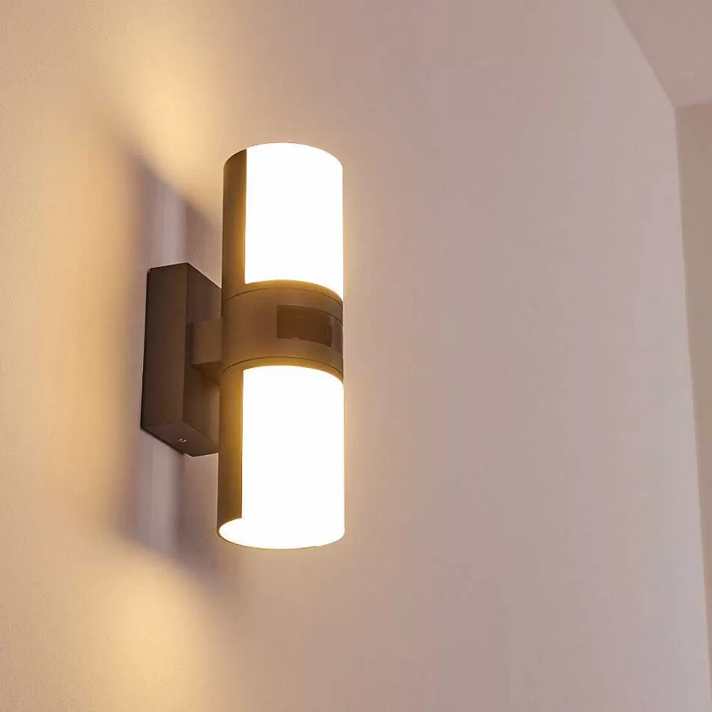 hofstein Applique Murale D'Exterieur Baulund Led Anthracite, 1 Lumiere, Detecteur De Mouvement