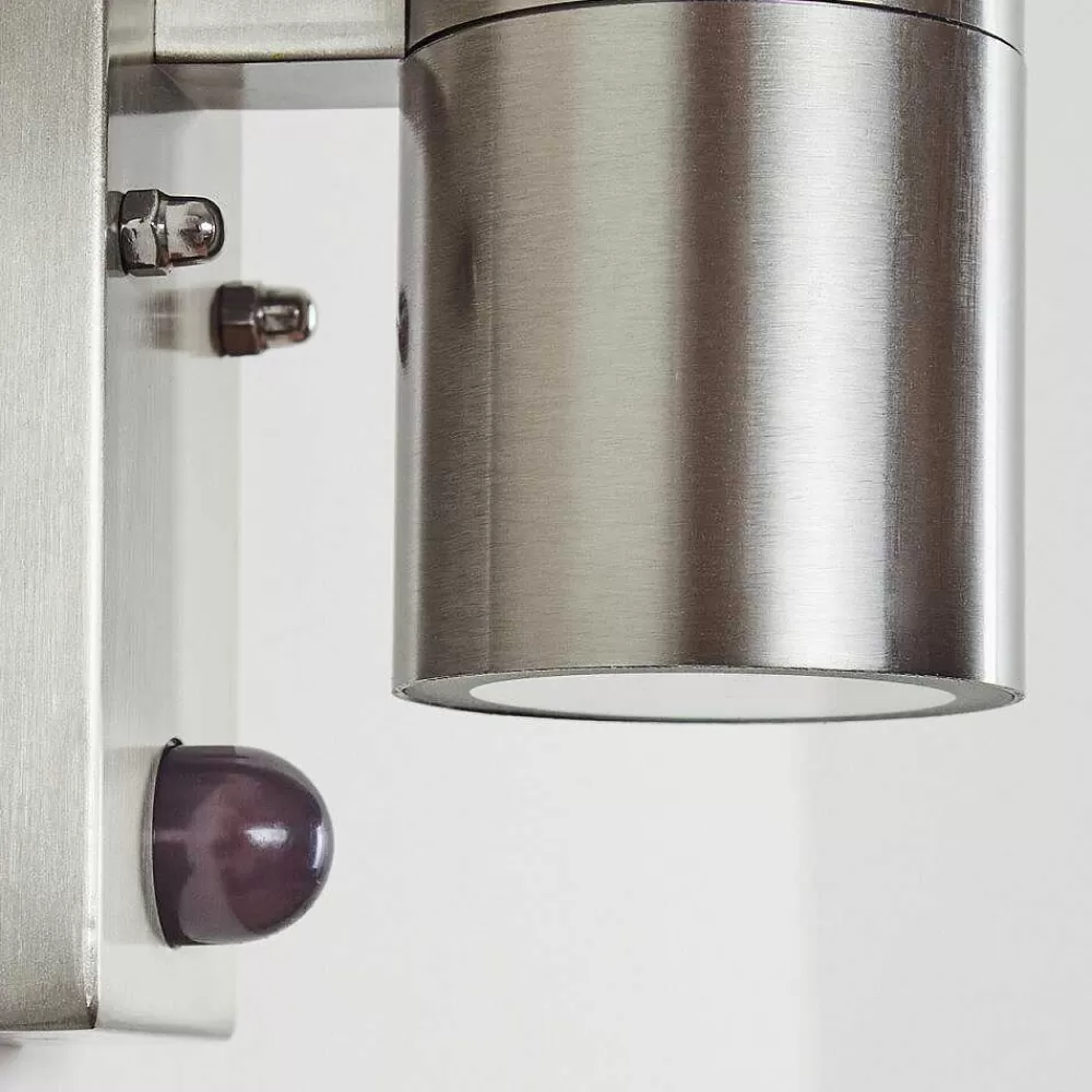 hofstein Applique Murale D'Exterieur Bessiebelle Acier Inoxydable, 2 Lumieres, Detecteur De Mouvement