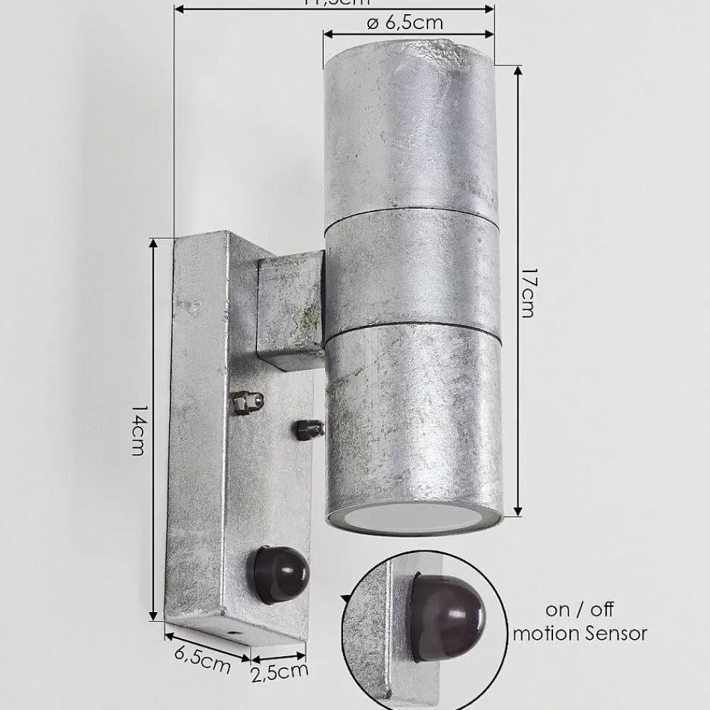 hofstein Applique Murale D'Exterieur Bessiebelle Zingue, 2 Lumieres, Detecteur De Mouvement