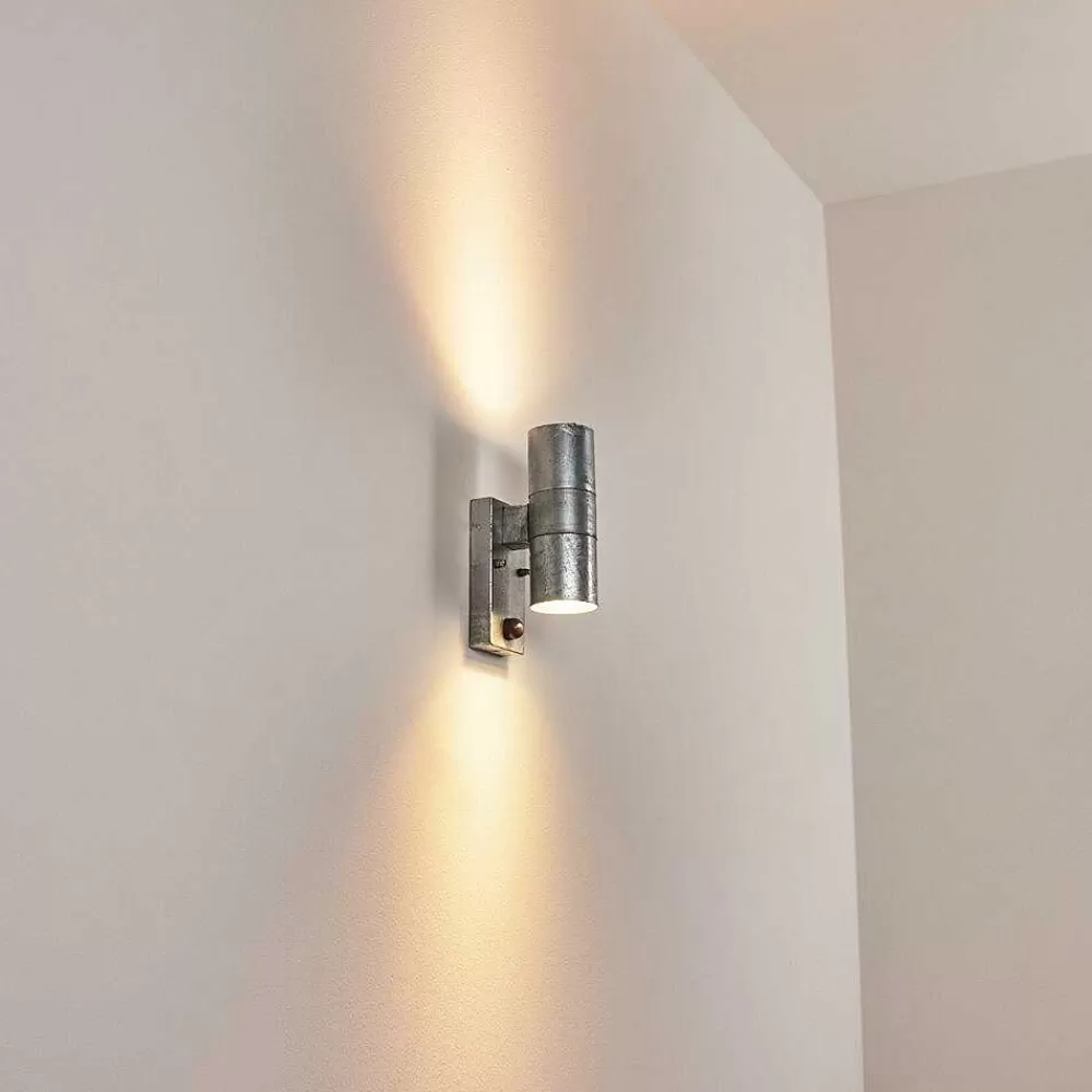 hofstein Applique Murale D'Exterieur Bessiebelle Zingue, 2 Lumieres, Detecteur De Mouvement