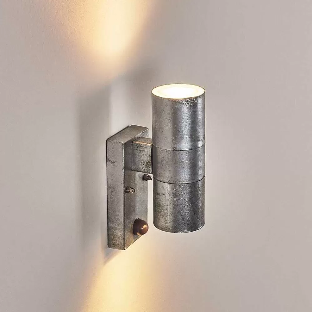 hofstein Applique Murale D'Exterieur Bessiebelle Zingue, 2 Lumieres, Detecteur De Mouvement
