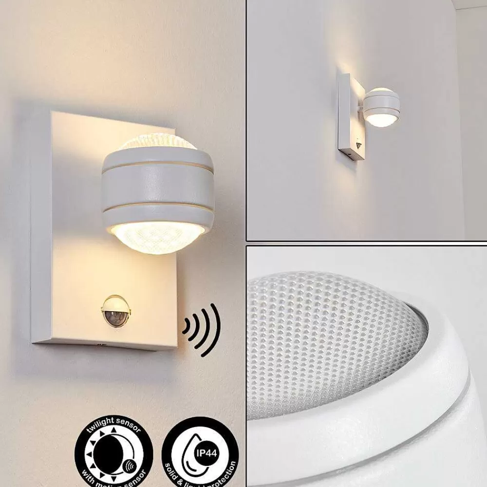 hofstein Applique Murale D'Exterieur Borlo Led Blanc, 2 Lumieres, Detecteur De Mouvement