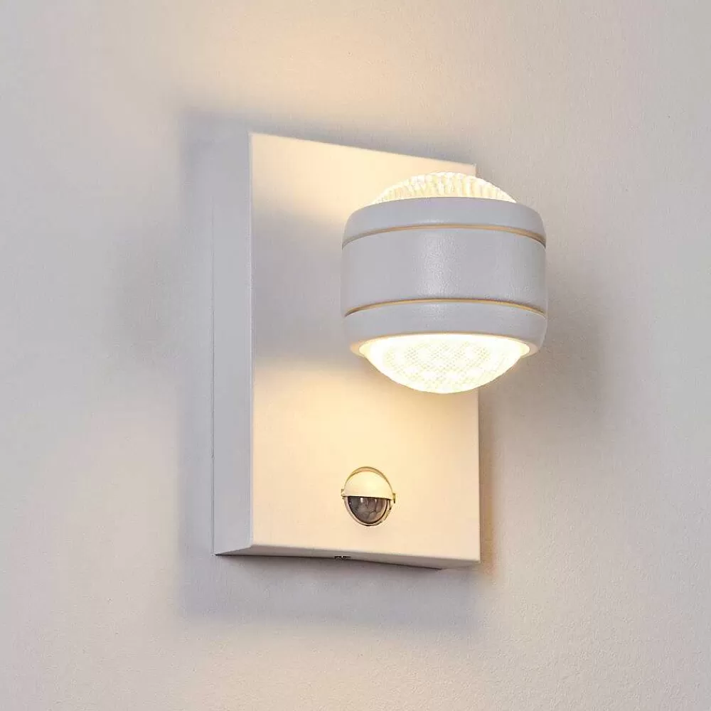 hofstein Applique Murale D'Exterieur Borlo Led Blanc, 2 Lumieres, Detecteur De Mouvement