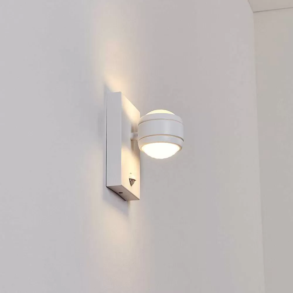 hofstein Applique Murale D'Exterieur Borlo Led Blanc, 2 Lumieres, Detecteur De Mouvement