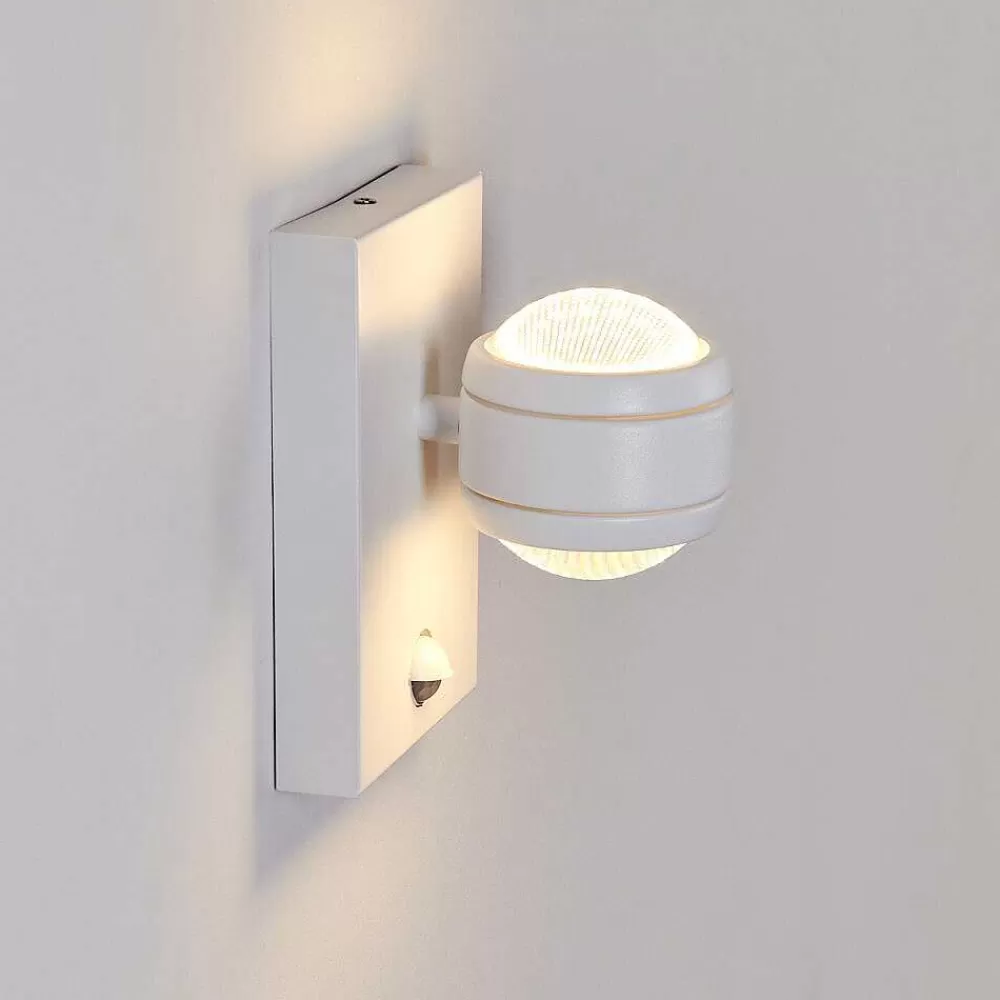 hofstein Applique Murale D'Exterieur Borlo Led Blanc, 2 Lumieres, Detecteur De Mouvement
