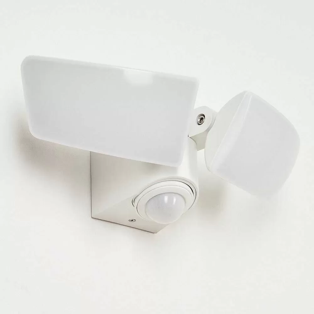hofstein Applique Murale D'Exterieur Carnetin Led Blanc, 2 Lumieres, Detecteur De Mouvement