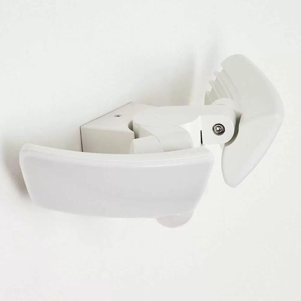hofstein Applique Murale D'Exterieur Carnetin Led Blanc, 2 Lumieres, Detecteur De Mouvement