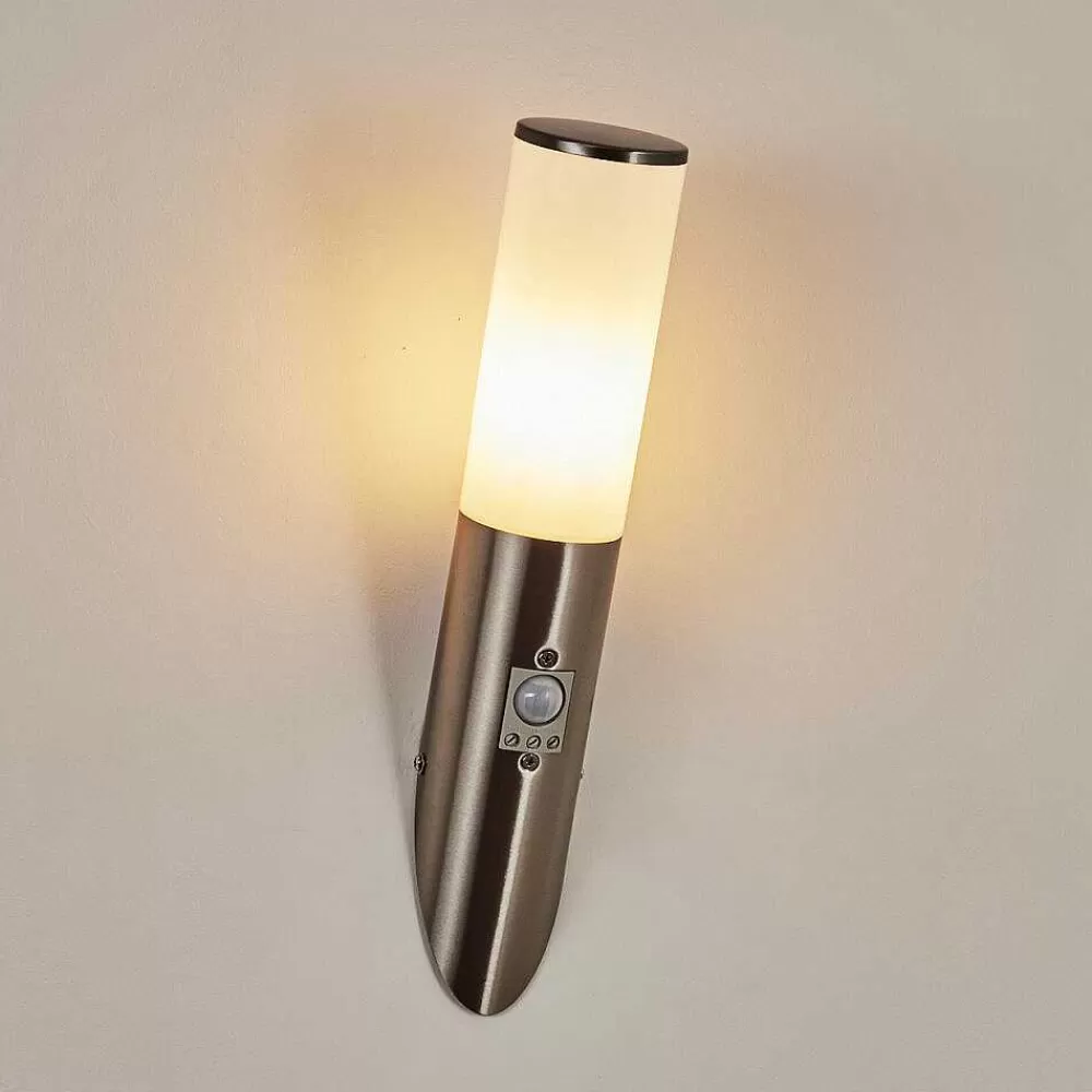 hofstein Applique Murale D'Exterieur Caserta Nickel Mat, 1 Lumiere, Detecteur De Mouvement