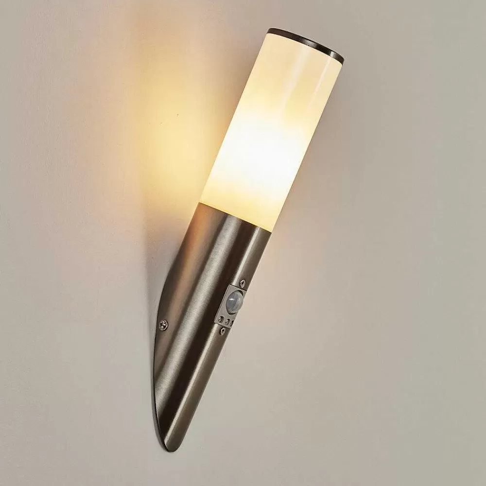 hofstein Applique Murale D'Exterieur Caserta Nickel Mat, 1 Lumiere, Detecteur De Mouvement
