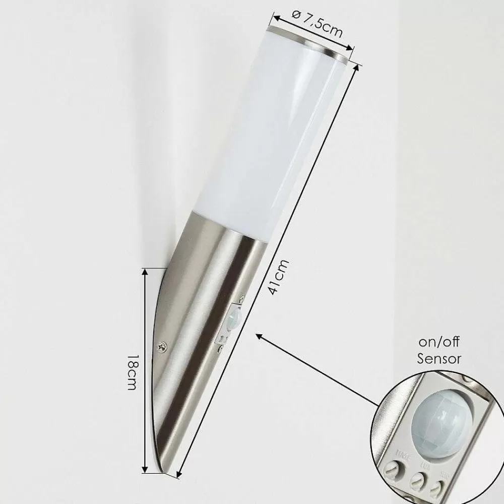 hofstein Applique Murale D'Exterieur Caserta Nickel Mat, 1 Lumiere, Detecteur De Mouvement