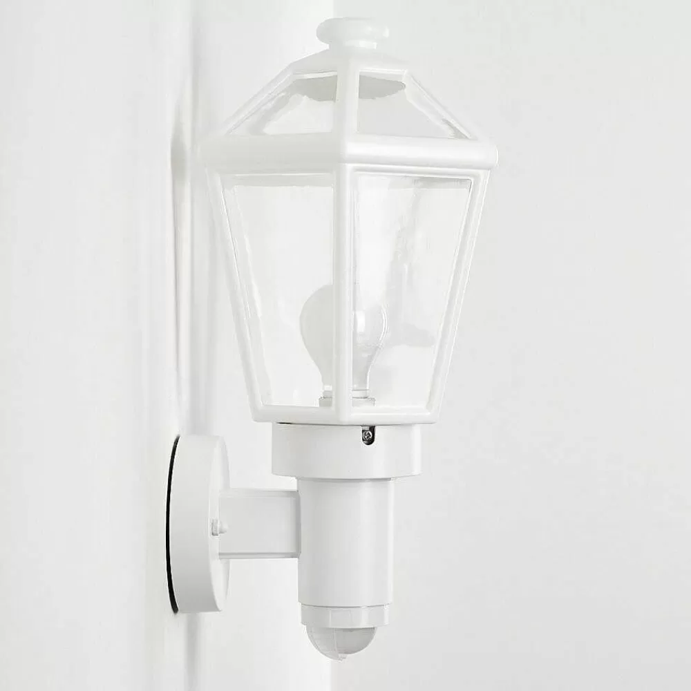 hofstein Applique Murale D'Exterieur Catigny Blanc, 1 Lumiere, Detecteur De Mouvement