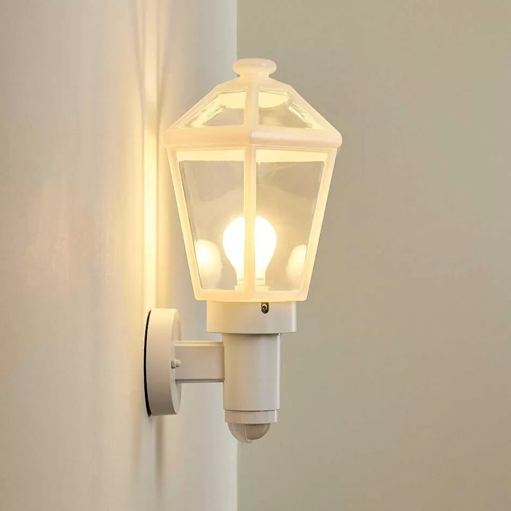 hofstein Applique Murale D'Exterieur Catigny Blanc, 1 Lumiere, Detecteur De Mouvement