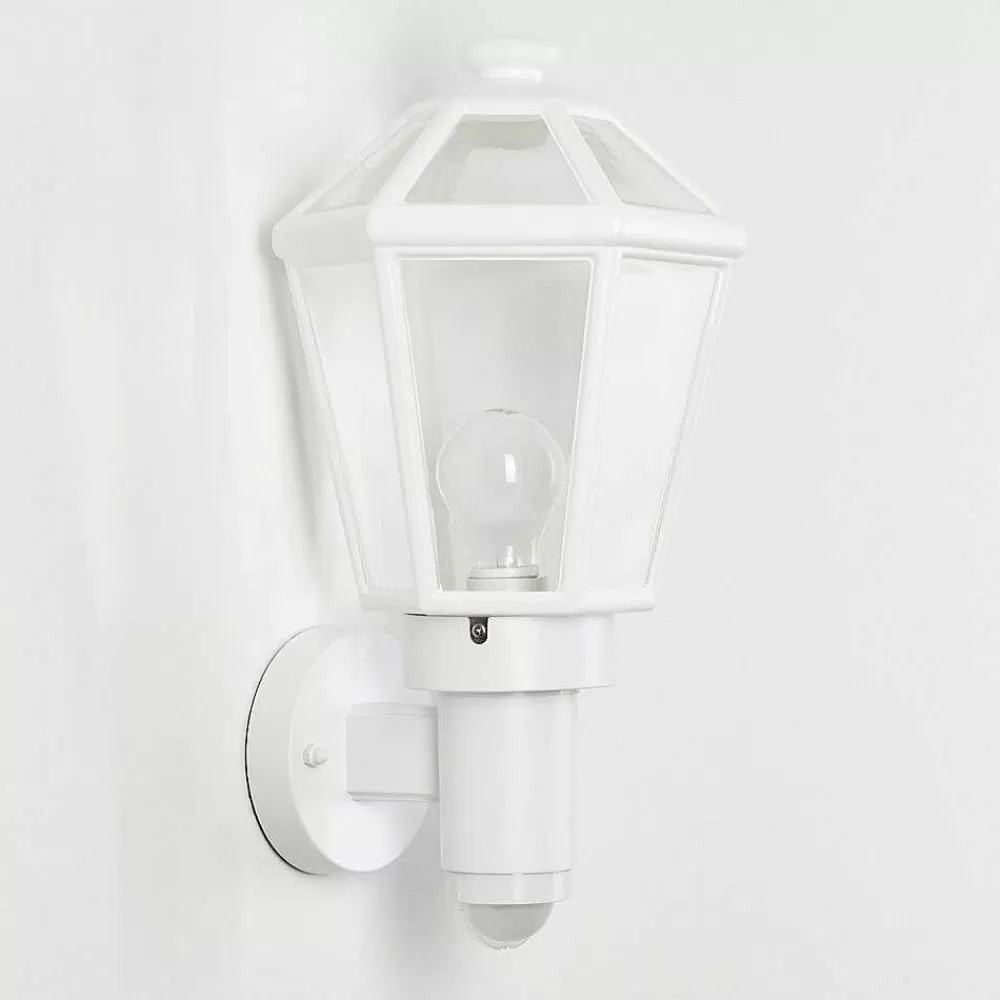 hofstein Applique Murale D'Exterieur Catigny Blanc, 1 Lumiere, Detecteur De Mouvement