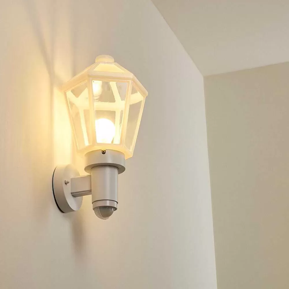 hofstein Applique Murale D'Exterieur Catigny Blanc, 1 Lumiere, Detecteur De Mouvement