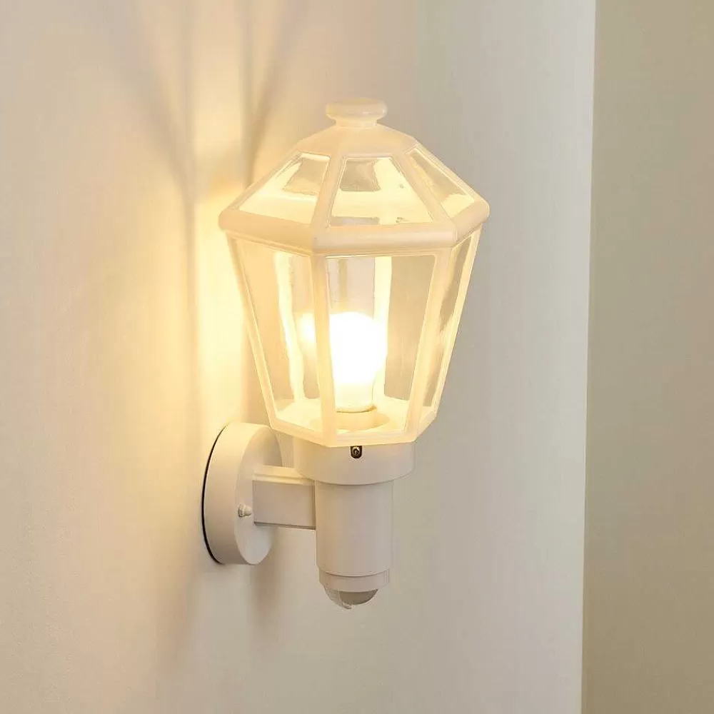 hofstein Applique Murale D'Exterieur Catigny Blanc, 1 Lumiere, Detecteur De Mouvement
