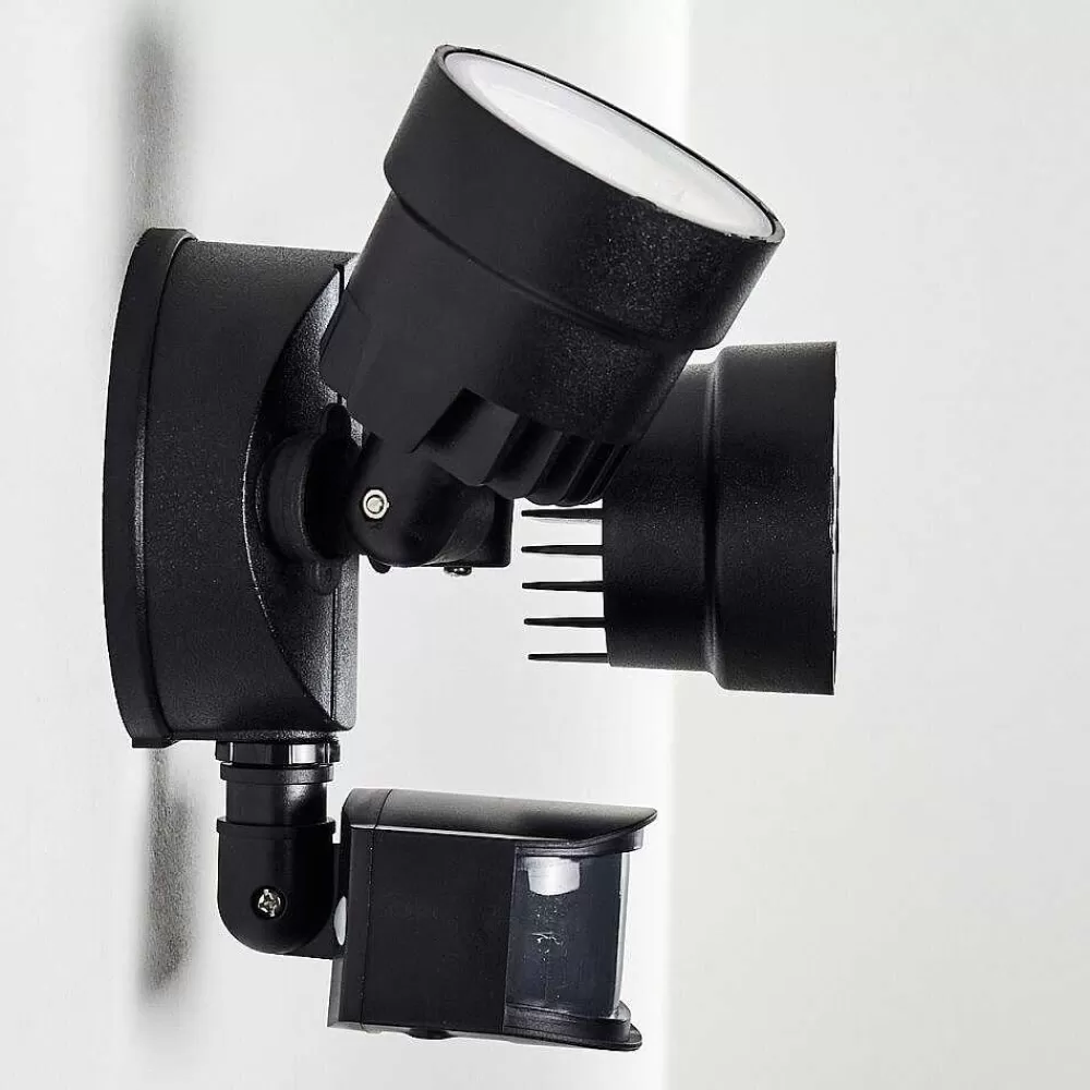 hofstein Applique Murale D'Exterieur Emmerlev Led Noir, 2 Lumieres, Detecteur De Mouvement