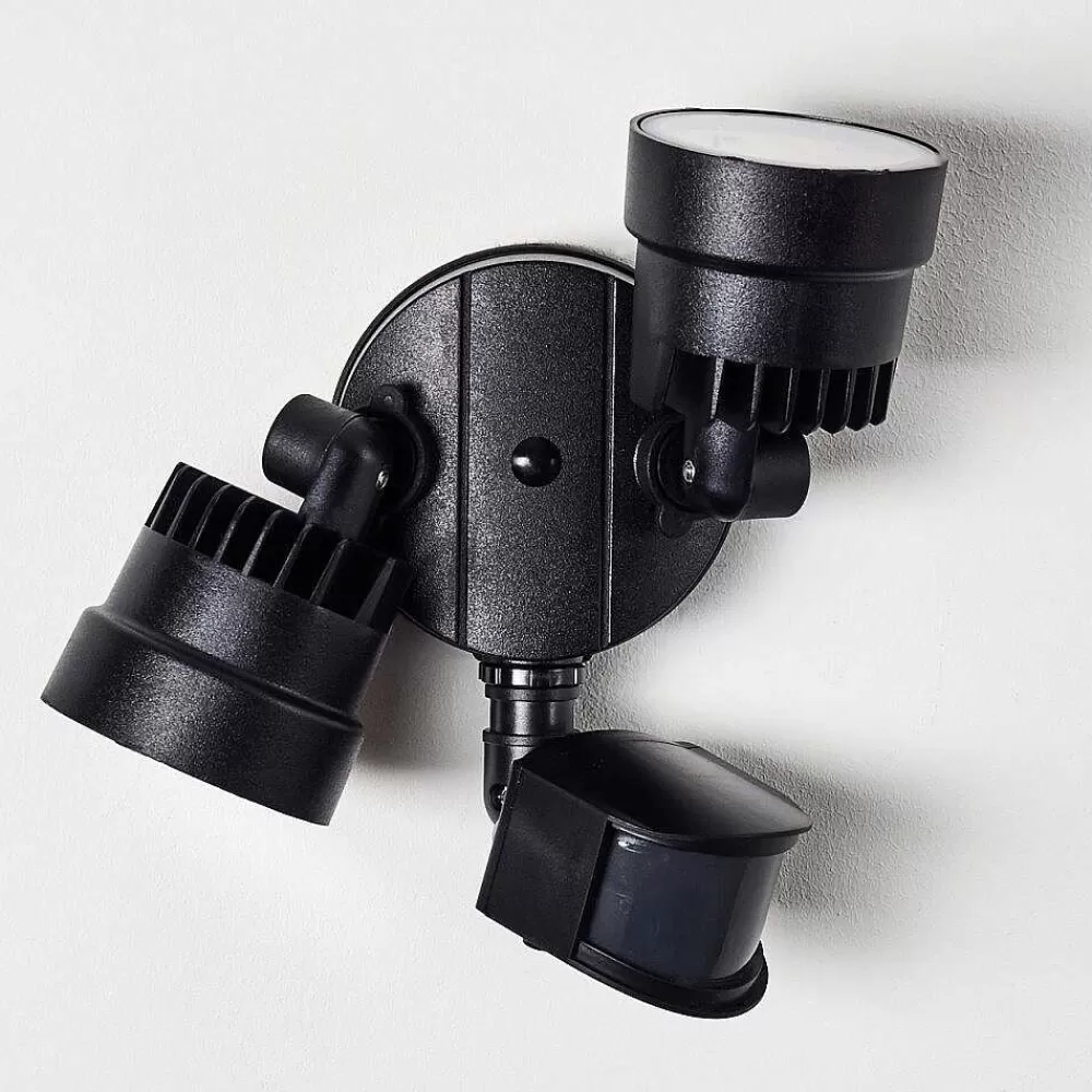 hofstein Applique Murale D'Exterieur Emmerlev Led Noir, 2 Lumieres, Detecteur De Mouvement