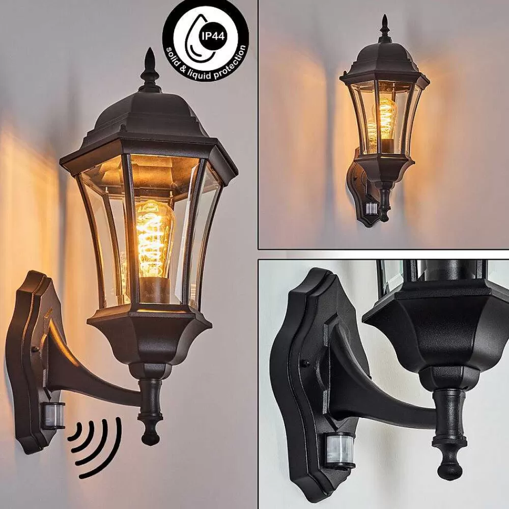 hofstein Applique Murale D'Exterieur Etoe Noir, 1 Lumiere, Detecteur De Mouvement