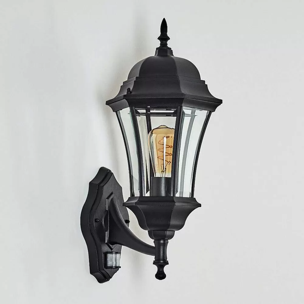 hofstein Applique Murale D'Exterieur Etoe Noir, 1 Lumiere, Detecteur De Mouvement