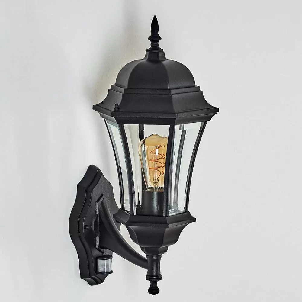 hofstein Applique Murale D'Exterieur Etoe Noir, 1 Lumiere, Detecteur De Mouvement