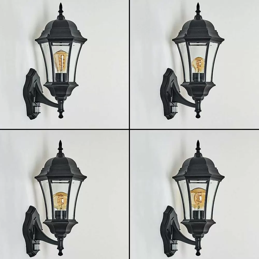 hofstein Applique Murale D'Exterieur Etoe Noir, 1 Lumiere, Detecteur De Mouvement