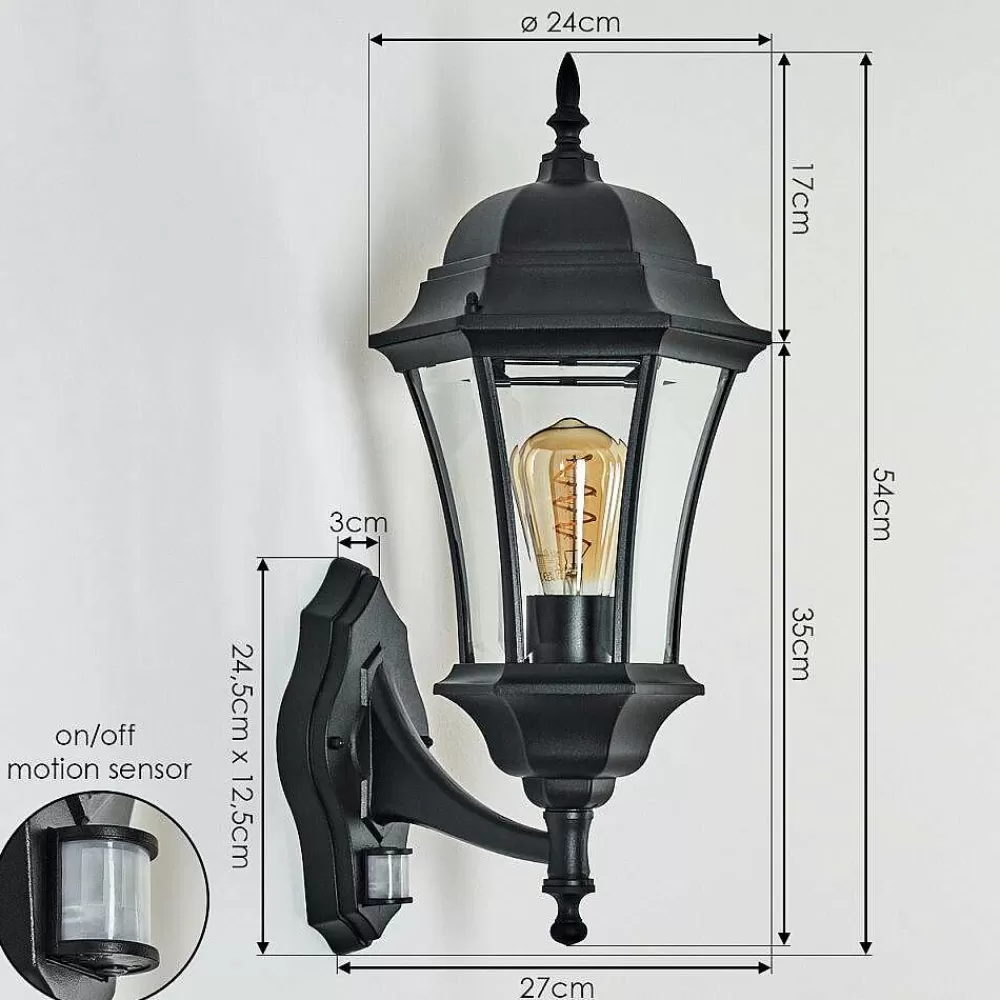 hofstein Applique Murale D'Exterieur Etoe Noir, 1 Lumiere, Detecteur De Mouvement