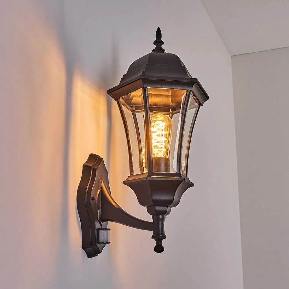 hofstein Applique Murale D'Exterieur Etoe Noir, 1 Lumiere, Detecteur De Mouvement