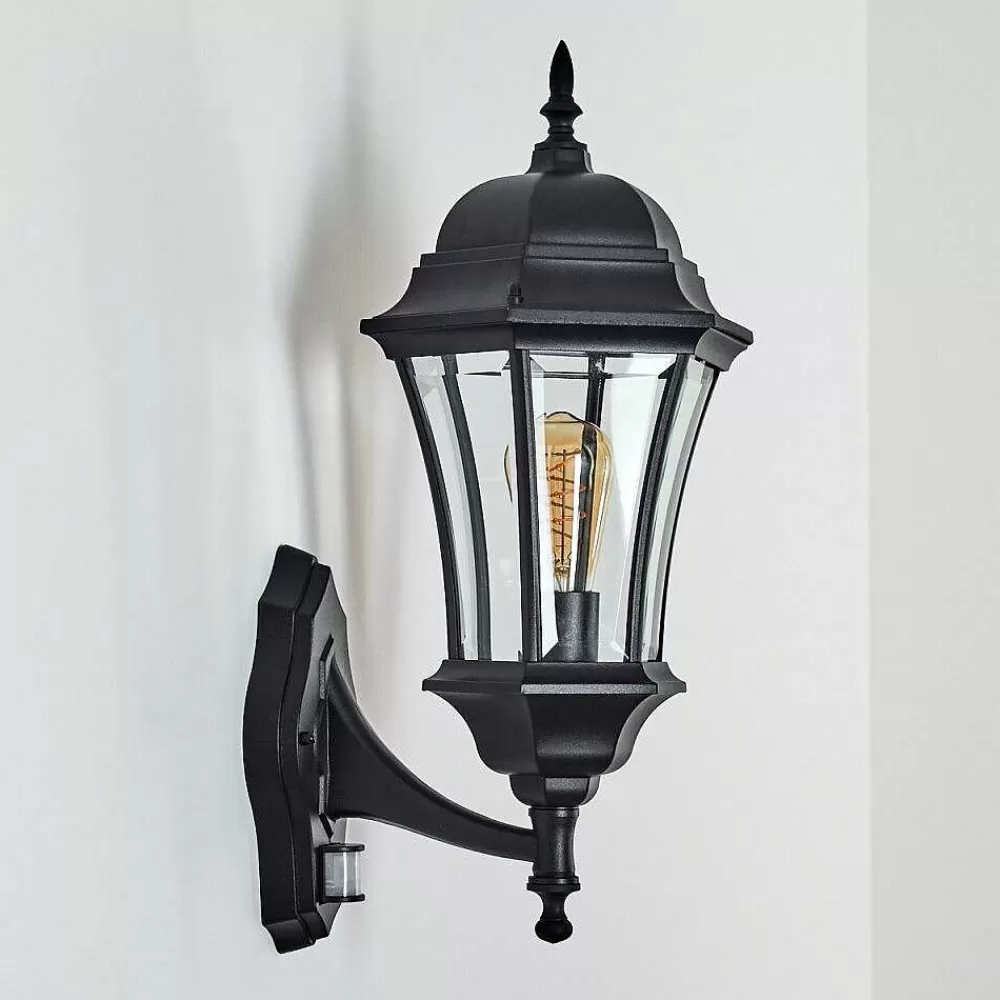 hofstein Applique Murale D'Exterieur Etoe Noir, 1 Lumiere, Detecteur De Mouvement