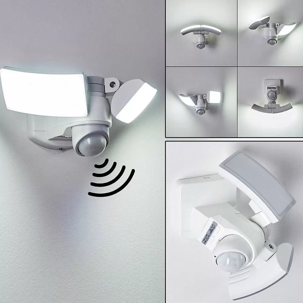 hofstein Applique Murale D'Exterieur Foroyar Led Blanc, 2 Lumieres, Detecteur De Mouvement