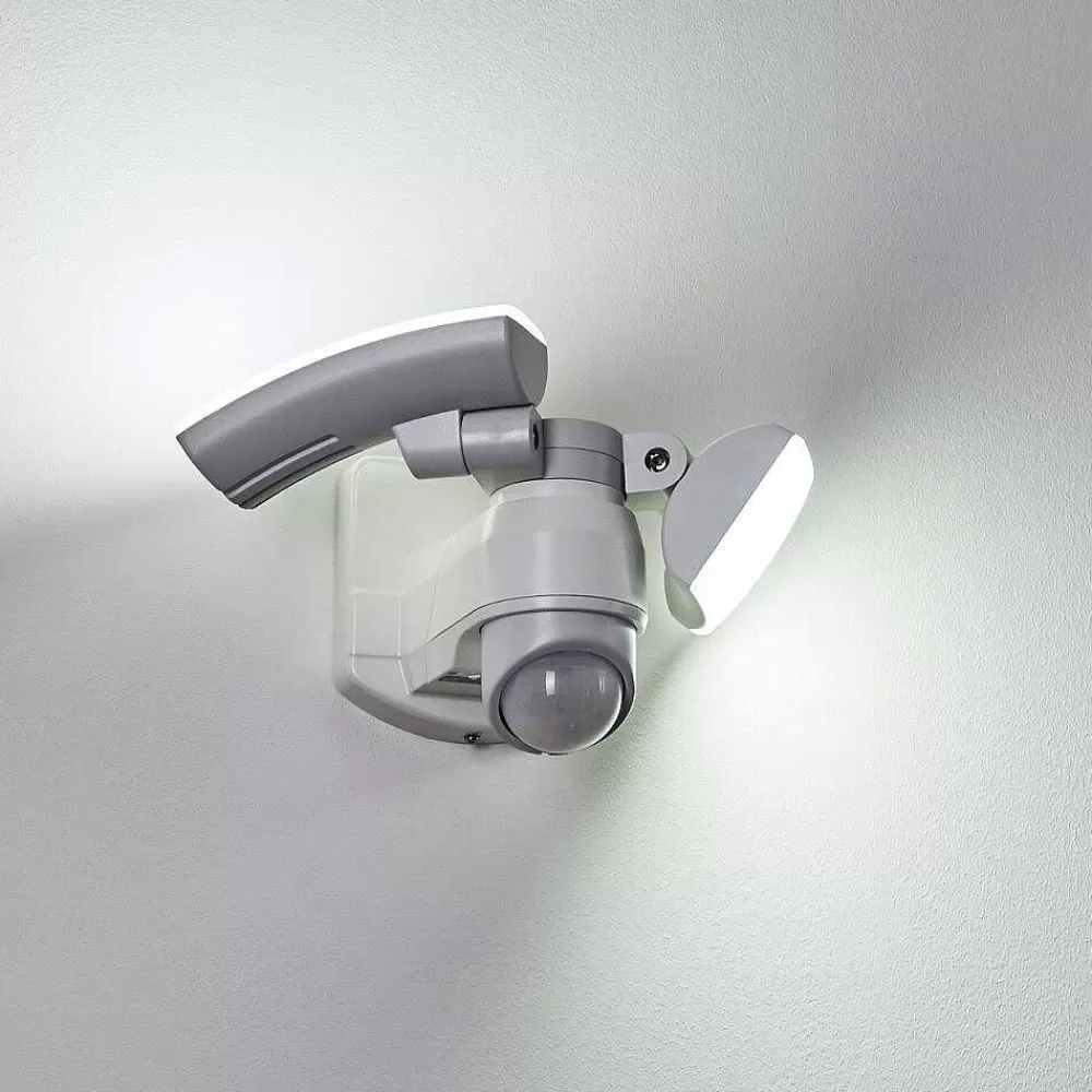 hofstein Applique Murale D'Exterieur Foroyar Led Blanc, 2 Lumieres, Detecteur De Mouvement