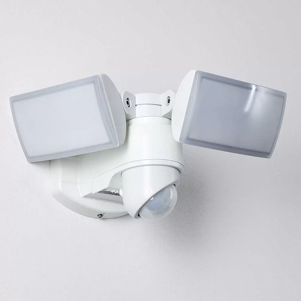 hofstein Applique Murale D'Exterieur Foroyar Led Blanc, 2 Lumieres, Detecteur De Mouvement