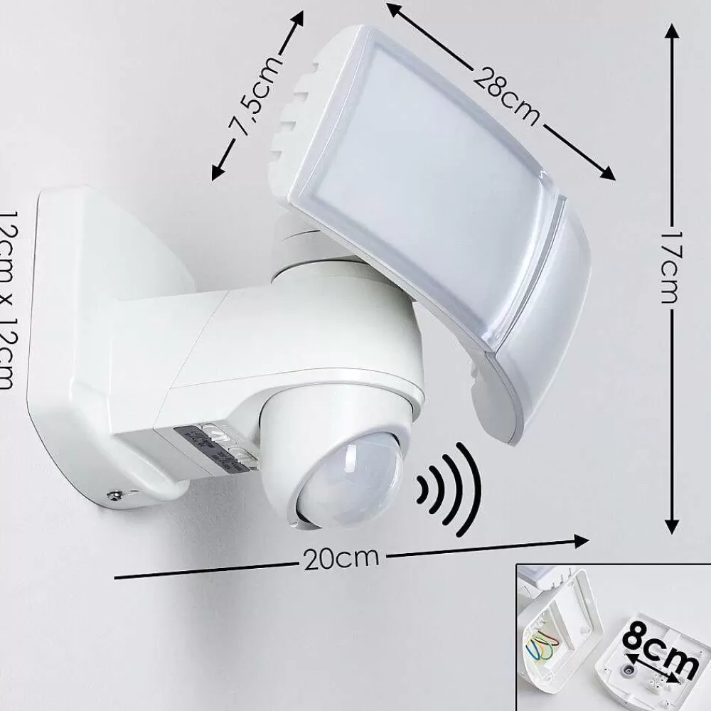hofstein Applique Murale D'Exterieur Foroyar Led Blanc, 2 Lumieres, Detecteur De Mouvement
