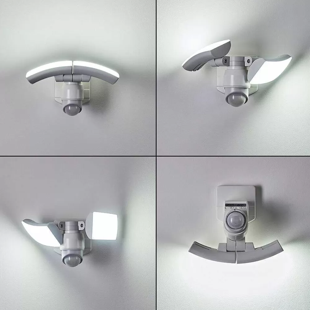 hofstein Applique Murale D'Exterieur Foroyar Led Blanc, 2 Lumieres, Detecteur De Mouvement