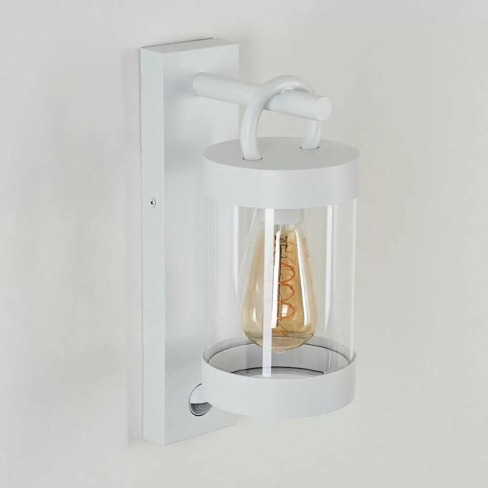 hofstein Applique Murale D'Exterieur Fulham Blanc, 1 Lumiere, Detecteur De Mouvement
