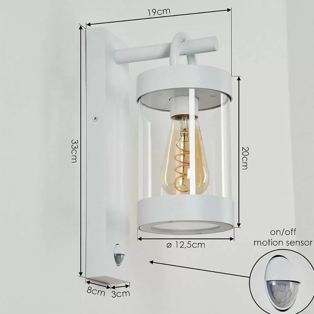 hofstein Applique Murale D'Exterieur Fulham Blanc, 1 Lumiere, Detecteur De Mouvement